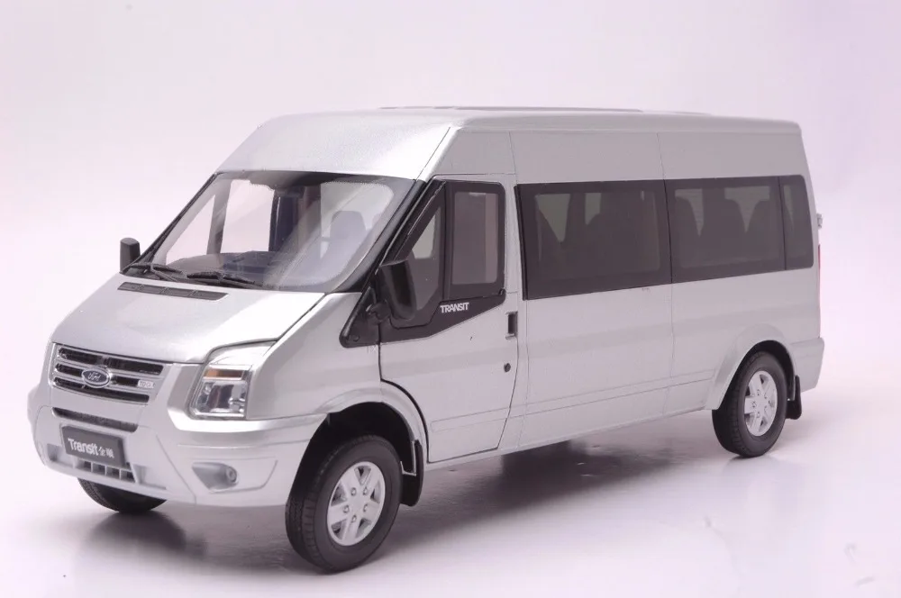 1:18 литая под давлением модель для Ford Transit Silver MPV игрушечная машинка из сплава