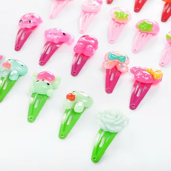 

DHL 200bag 20Pcs/bag Mix Color Barrette Baby Hair Clip Cute Flower Solid Cartoon Handmade Resin Children Hairpin