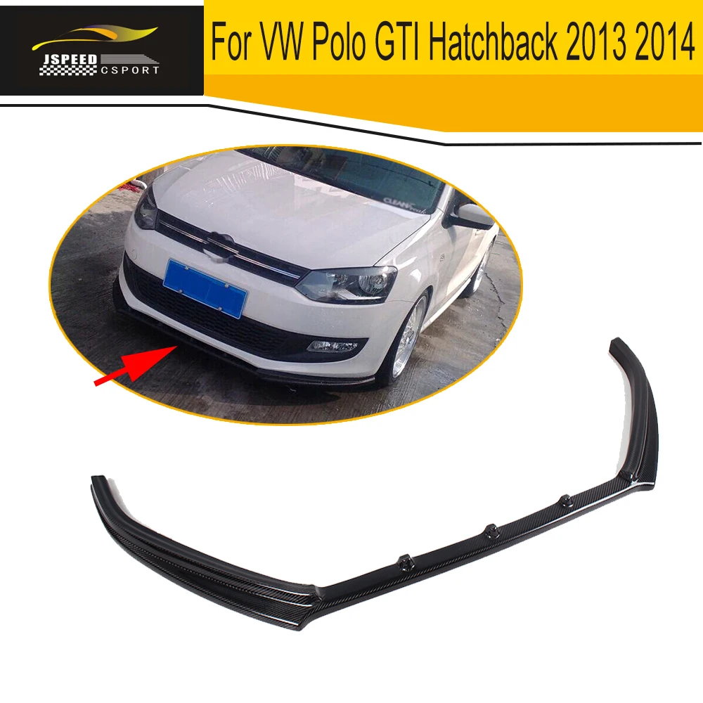 Передний спойлер-губа из углеродного волокна фартук для Volkswagen VW Polo GTI Hatchback 2013 2014