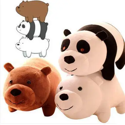 

3pcs/set 25cm Popular Cartoon We Bare Bears Grizzly Ice Bear Panda Plush Soft Doll Animal Stuffe For Baby Kids Birthday Gift