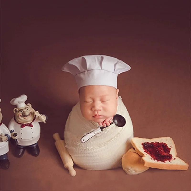 

Newborn props chef hat costume baby photography accessories new born photo prop infant picture toddler girl boy studio shooting