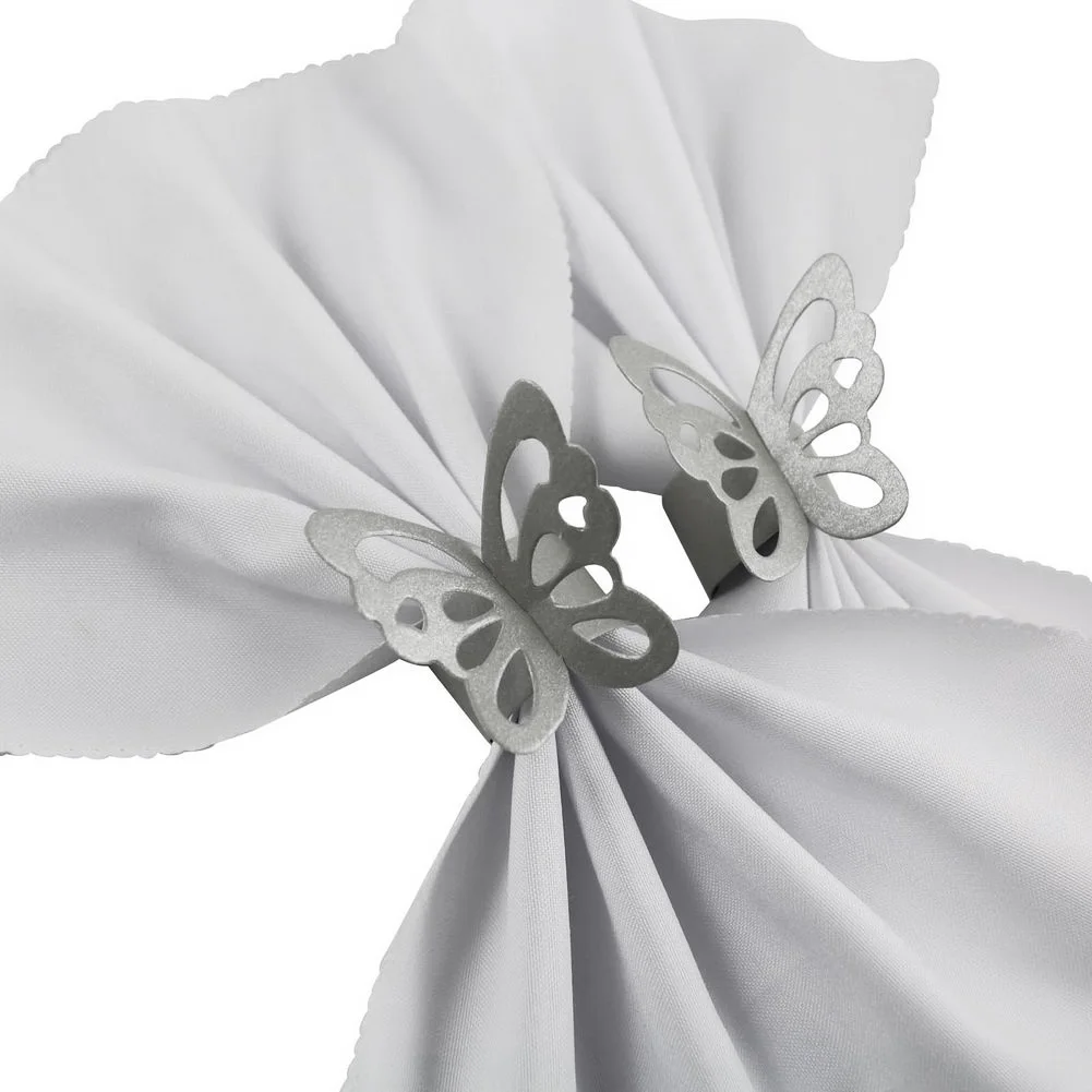 Pearlescent 50 Pcs/Set Lovely Butterfly Paper Napkin Rings Supplies For Wedding Party Decoration FPing