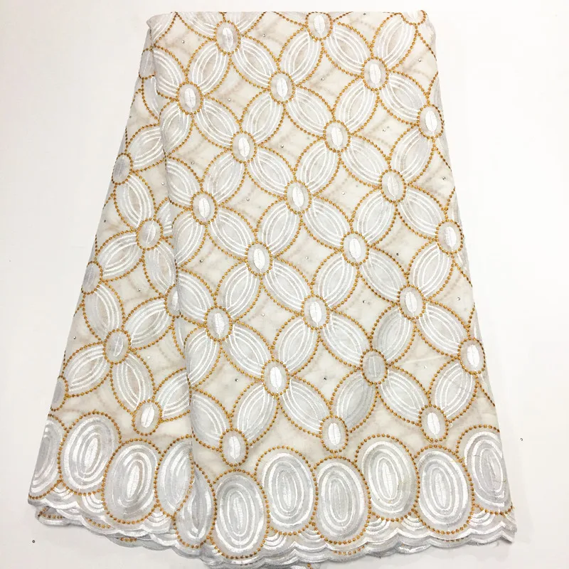 

White and gold swiss voile lace 2017 african cotton lace with stones african swiss cotton voile lace fabric 5yard/lot PL-32