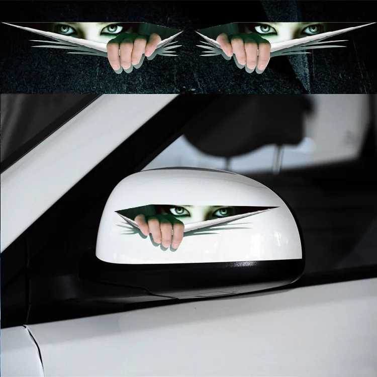 

New hot selling 2pcs Funny Car Sticker 3D Eyes Peeking Monster Voyeur Thriller Rear Window Decal free shipping