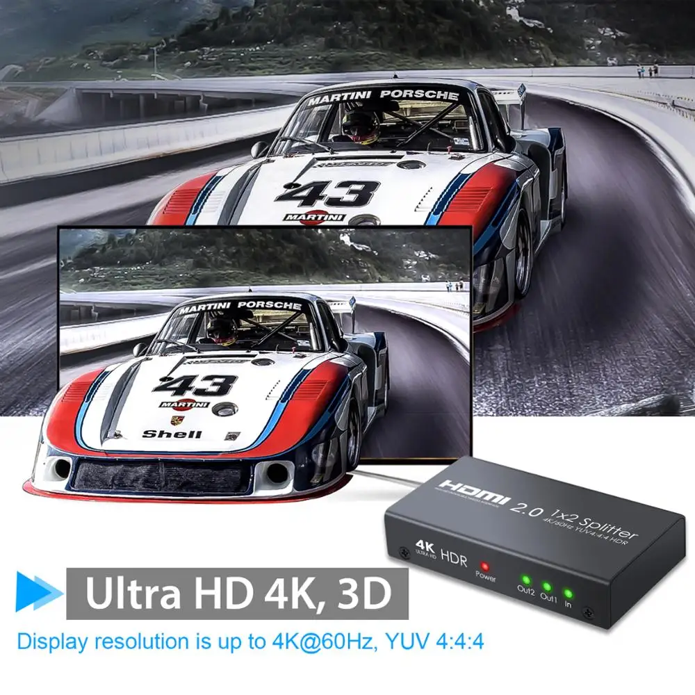 1 в 2 из HDMI 0 сплиттер с USB кабелем питания Поддержка 4 K/60Hz YUV 4:4:4 HDR для Xbox One X PS4 Pro Sky Box
