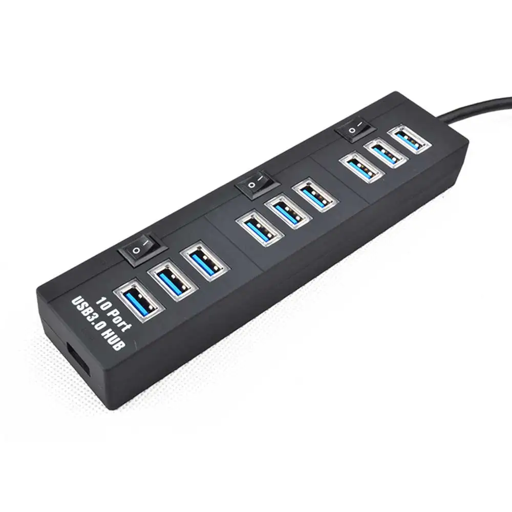 Мини USB Hub 3 0 10 Порты Обмен Switch Высокое Скорость разветвитель адаптер для ПК