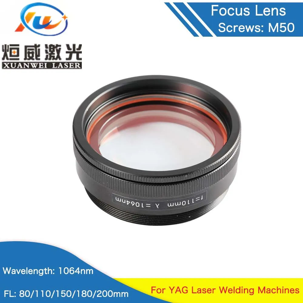 

Laser Focusing Lens For Laser Welding Machine YAG Focus Lens M50 3 Lenses Combined Scews M50 Focus 80 110 120 150 180 200mm