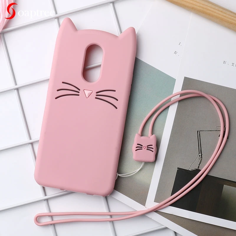 

Soaptree Silicone Cases For iPhone 7 8 6 6S Plus 5 5S SE X XS 10 XR XS Max 5G 55S 6C 7G Case Lanyard Soft TPU Cat Ear Cover