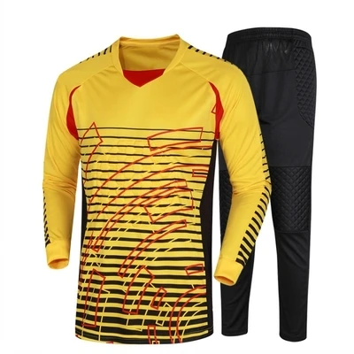 Мужская футбольная голкиперская форма для взрослых одежда для футбола наборы футбольной подготовки Вратарь рубашка для голкипера брюки шорты Индивидуальные - Цвет: yellow pants
