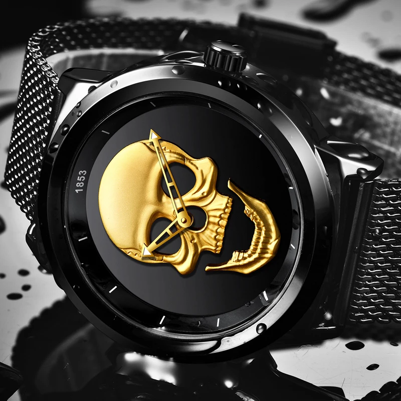 

Men Watch 2018 New LIGE Top Brand Casual Fashion Skull Quartz Clock Stainless Steel Mesh Belt Waterproof Watch Relogio Masculino