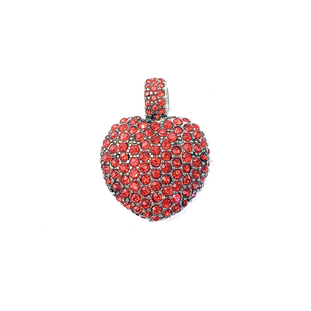 925 пробы Серебряный Красный циркония-проложить Кулоны в форме сердца Fit ожерелья цепь, Bijoux самых модных кулон ювелирные изделия подарок для