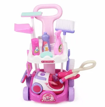 

[TOP] Electronic light & sound child cart cleaning belt vacuum cleaner cleaning tools set car clean play house toy girl gift