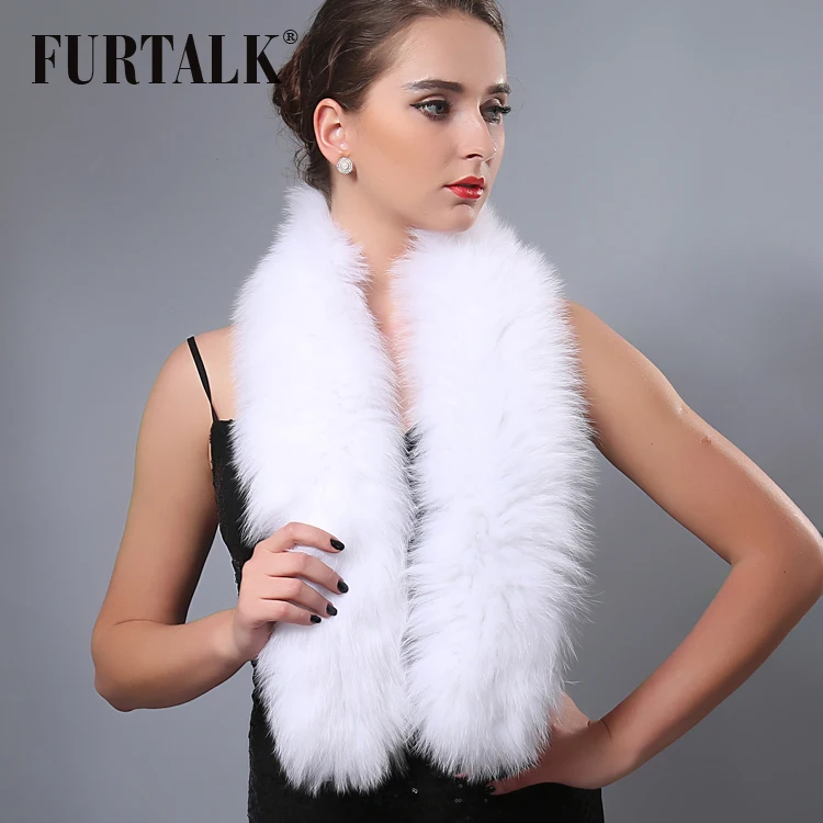 Furtalk шарф из лисьего меха женский модный цвета градиент 110*15 см теплая мягкая