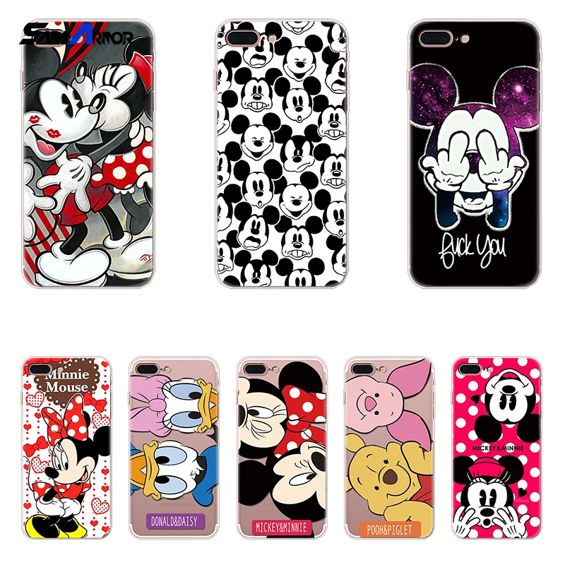 

Minnie Mickey for iPhone 7 8 Plus 7plus 8plus Case Silicone Ultra Thin Soft TPU Rubber Transparent Clear bags Cases Coque Cover