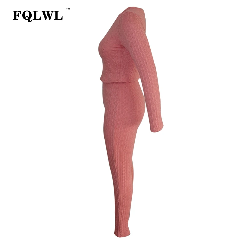 Повседневный теплый зимний костюм FQLWL женская одежда с круглым вырезом черный