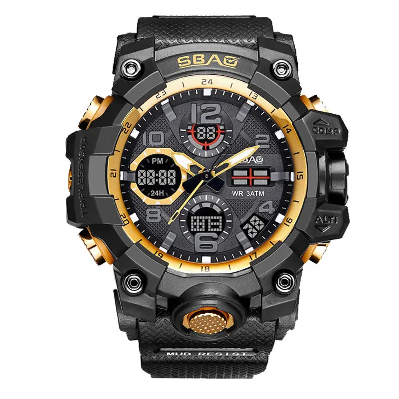 SBAO Новые спортивные часы для мужчин цифровой светодиодный электронные часы ТПУ кварцевые наручные часы повседневные наручные часы Relogio Masculino