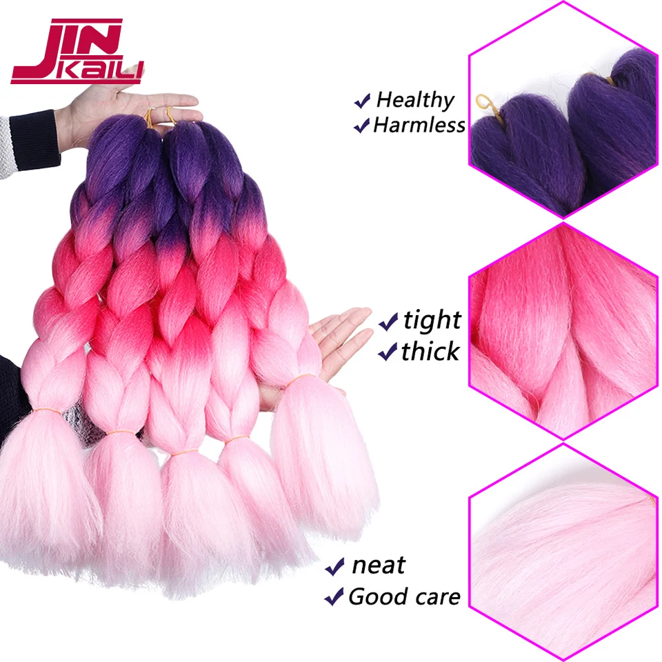JINKAILI WIG 24inch Monochrome Big Braids Synthetic Heat Resistant Hair Braids sliver Crochet Hair For Crochet Braids JINKAILI WIG 24inch Monochrome Big Braids Synthetic Heat Resistant Hair Braids sliver Crochet Hair For Crochet Braids