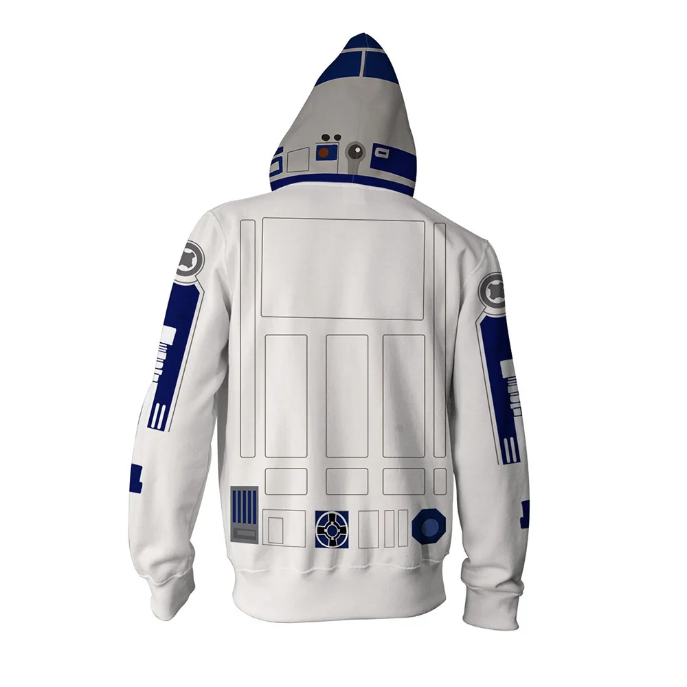 Звездные войны R2D2-3D робот Косплей Костюм Толстовка костюм с капюшоном Уличная толстовки на молнии Hoddies одежда