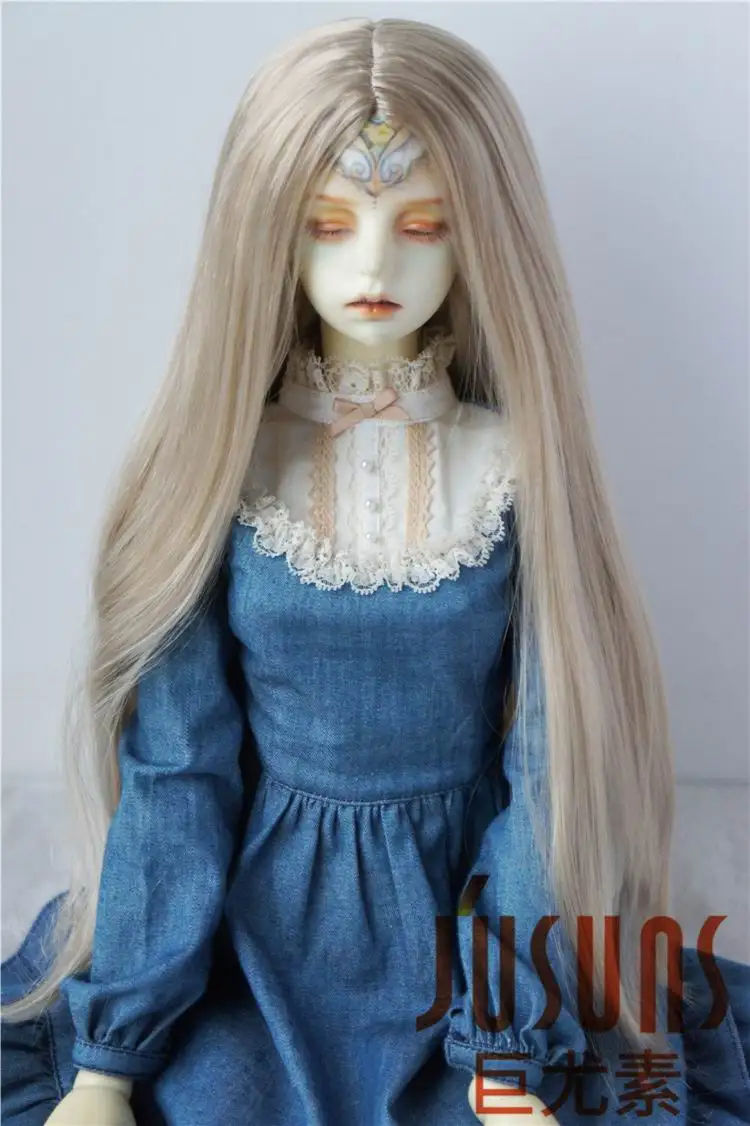 JD016 SD 1/3 BJD кукольные парики пробор линия длинный кудрявый парик Размер 8-9 дюймов 9-10 дюймов синтетический мохер кукольные парики - Цвет: 8-9inch Beige SM60