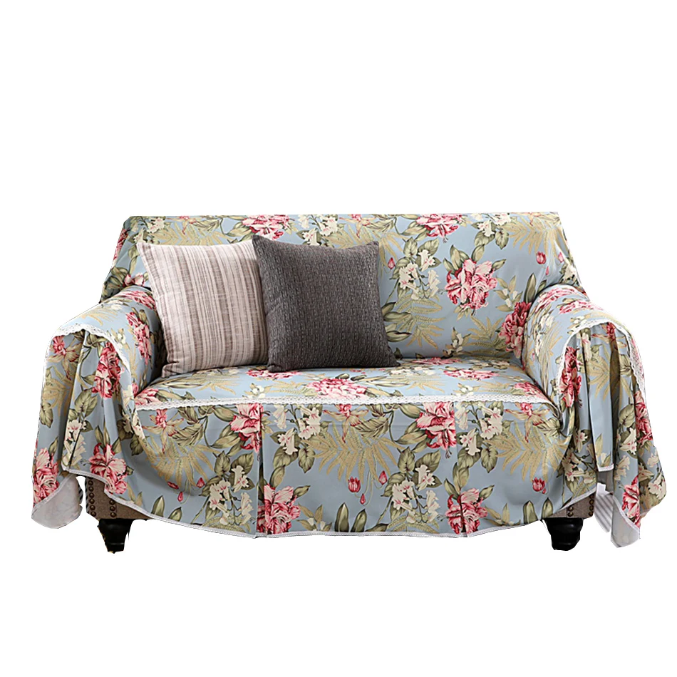 Corner Sofa Covers for Living Room Printed with Flowers Pattern Single Double Three Four Seat