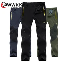 Wwkk caminhadas ao ar livre tático calças à prova dwaterproof água dos homens escalada de montanha secagem rápida pesca trekking softshell calças nova wanderhose(China)