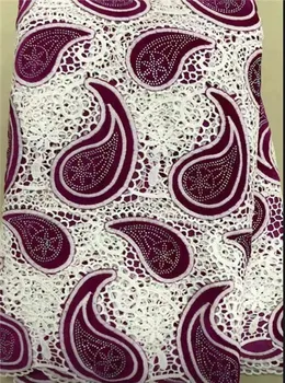 

Guipure Cord Soluble Lace fabric 2019 African water soluble lace fabric with stones and Velvet lace for wedding dress5 yards