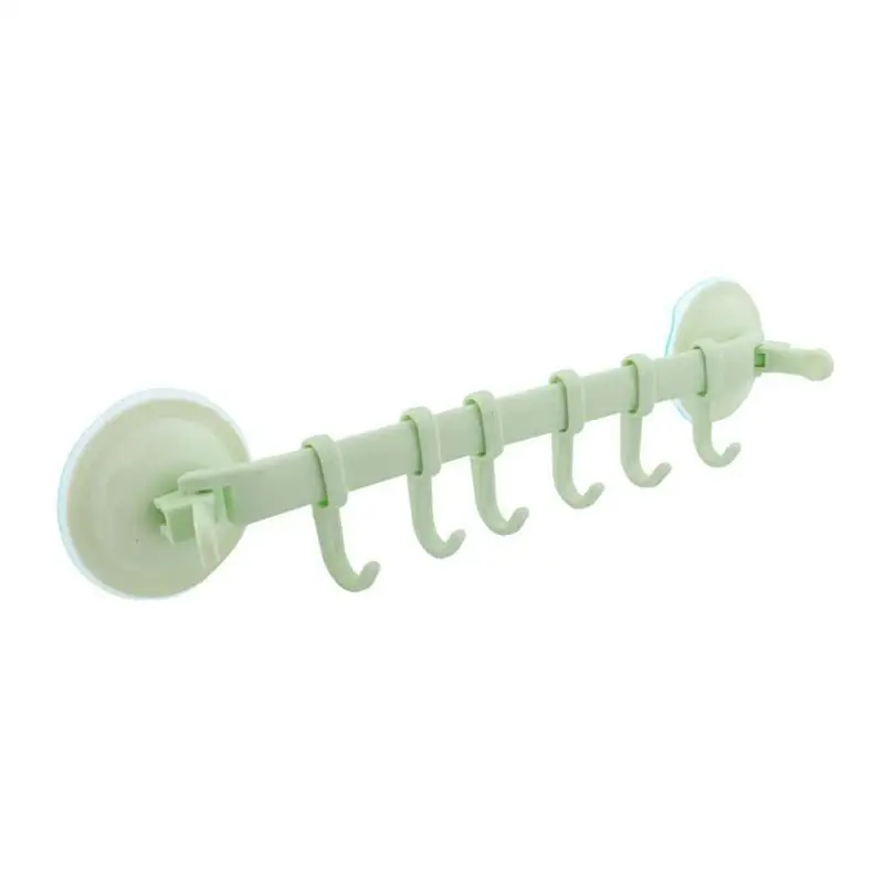 Регулируемая 6 крючков присоска для ванной стойка вешалок для полотенец Ванная комната кухонные держатели висячий тип крюк замок Органайзер присоска Shelv M2F8 - Цвет: Green