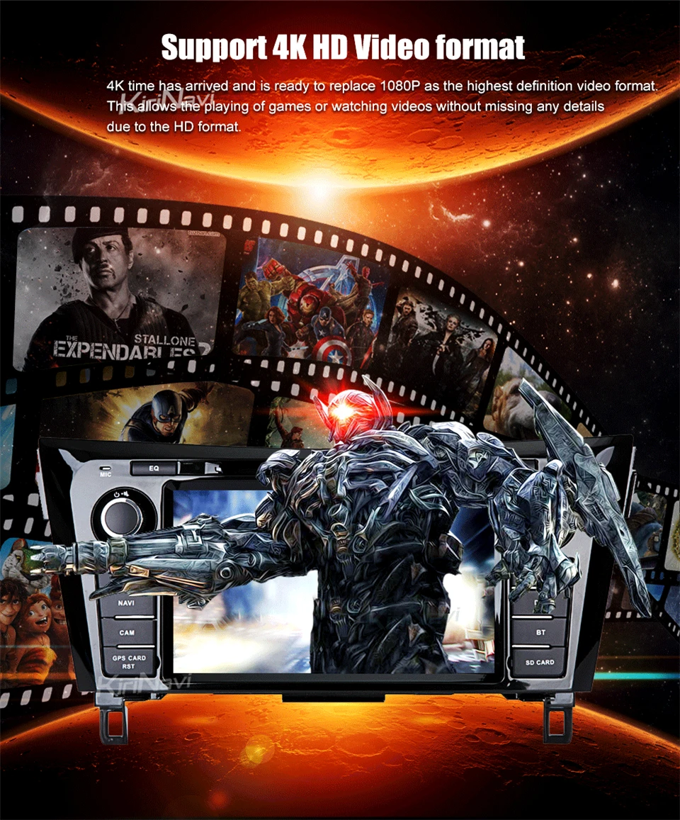 Perfect KiriNavi Octa core 4G LTE android 7 car gps navigation for Nissan Xtrail Qashqai radio mp3 2013 - 2017 support 4K Video 4G 10