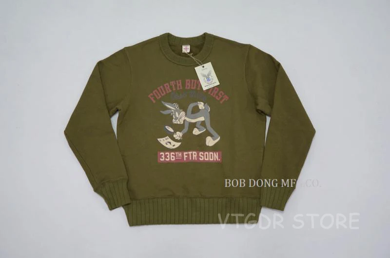 BOB DONG 336TH Bugs Толстовка с кроликами зимний мужской тяжелый пуловер в стиле милитари - Цвет: Army Green