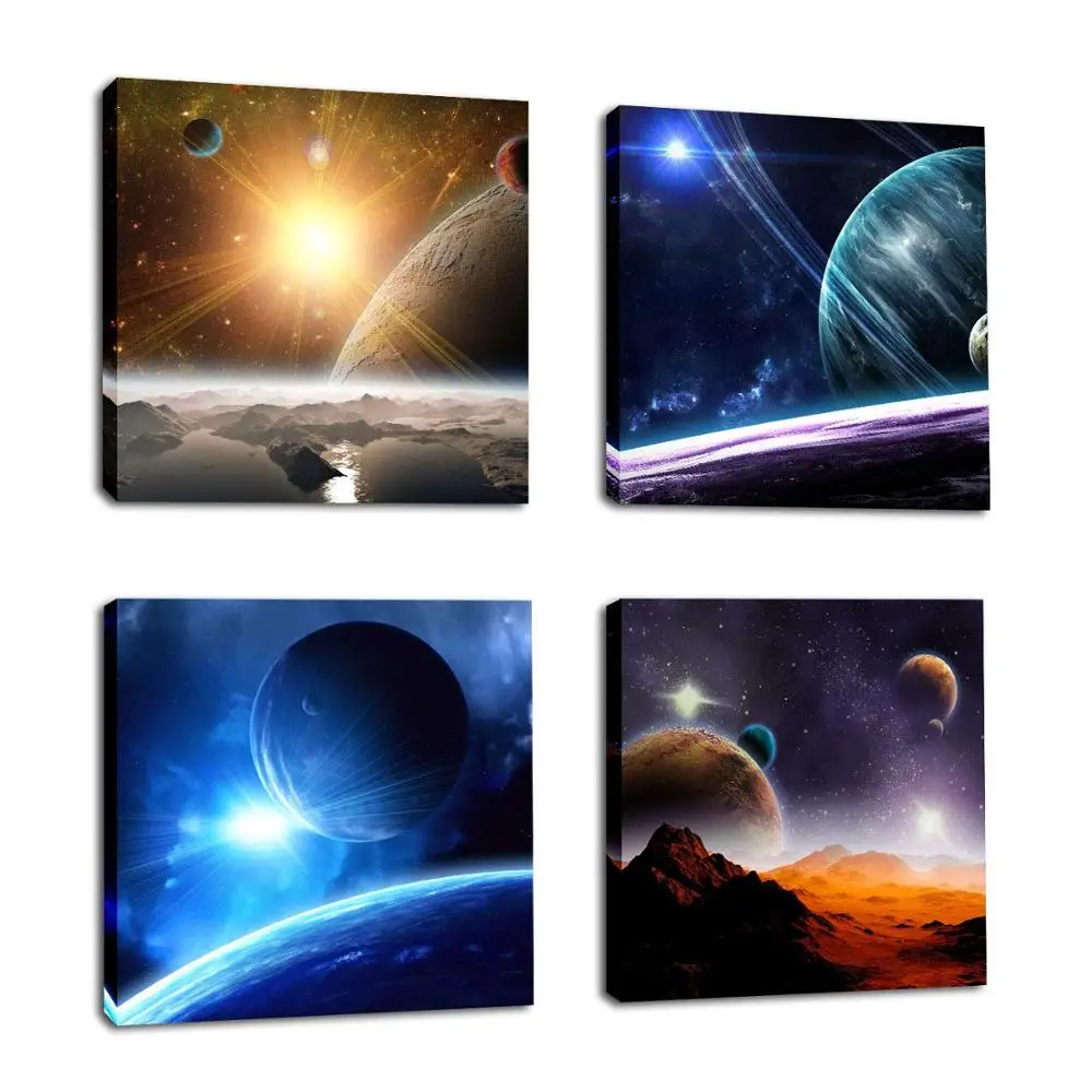 

Galaxy Painting Decorative Pictures Milky Way Sphere Poster Giclee Print Canvas Framed Cosmic Starry Sky for Boy Room Home Decor