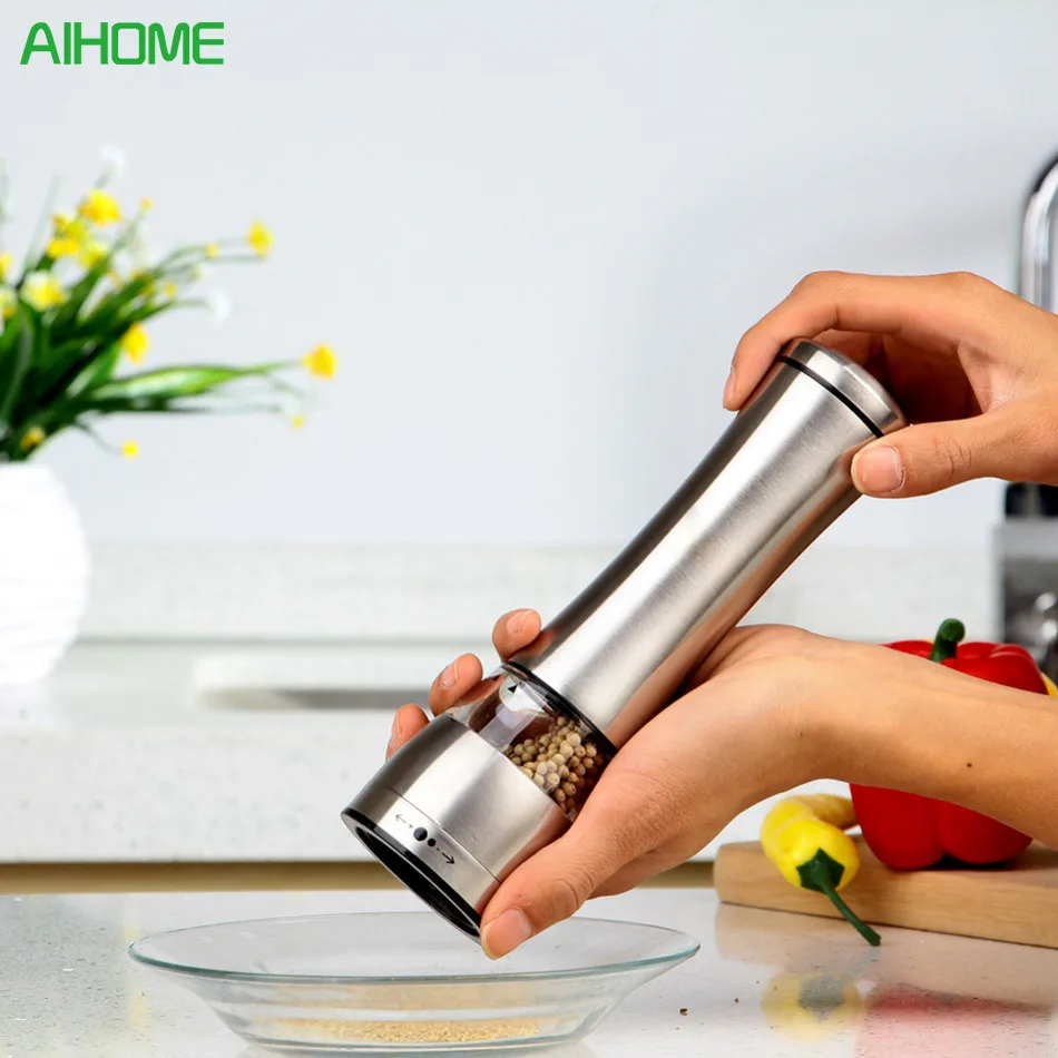 

2 In 1 Stainless Steel Manual Pepper Salt Spice Mill Grinder Stick Kitchen Tool Cooking Tools Kithen Accessaries Silver