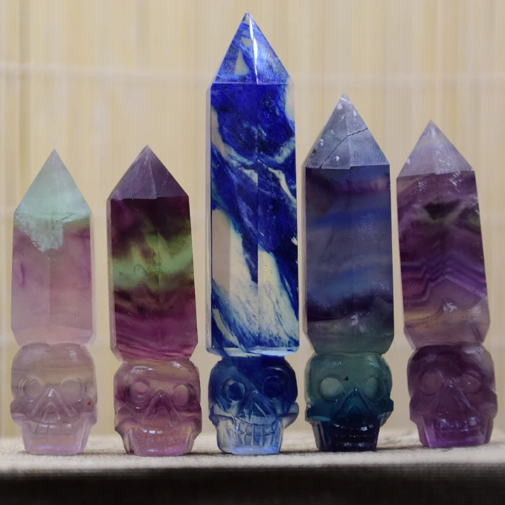

5 pieces of pure hand carved beautiful wand point skull healing Christmas gift