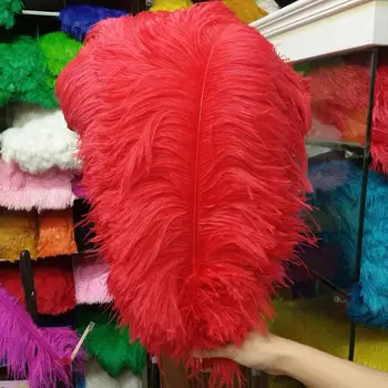 

Free shipping new 10 PCS Red ostrich feathers 50-55 cm/20-22 inches plume wedding performing art decoration feather