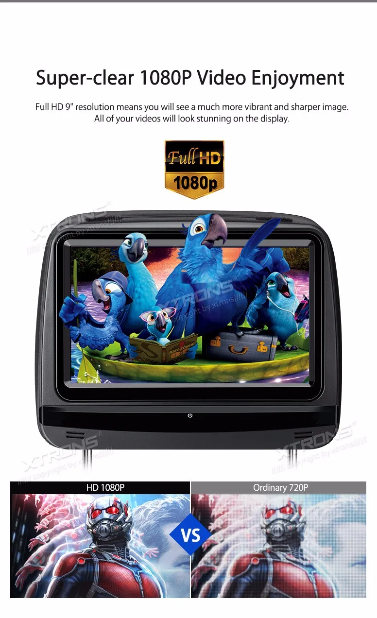 Sale 2x9" Touch Screen Headrest Car DVD Car Headrest DVD Headrest Car Monitor DVD with HDMI Port & Super-clear 1080P Video Support 8