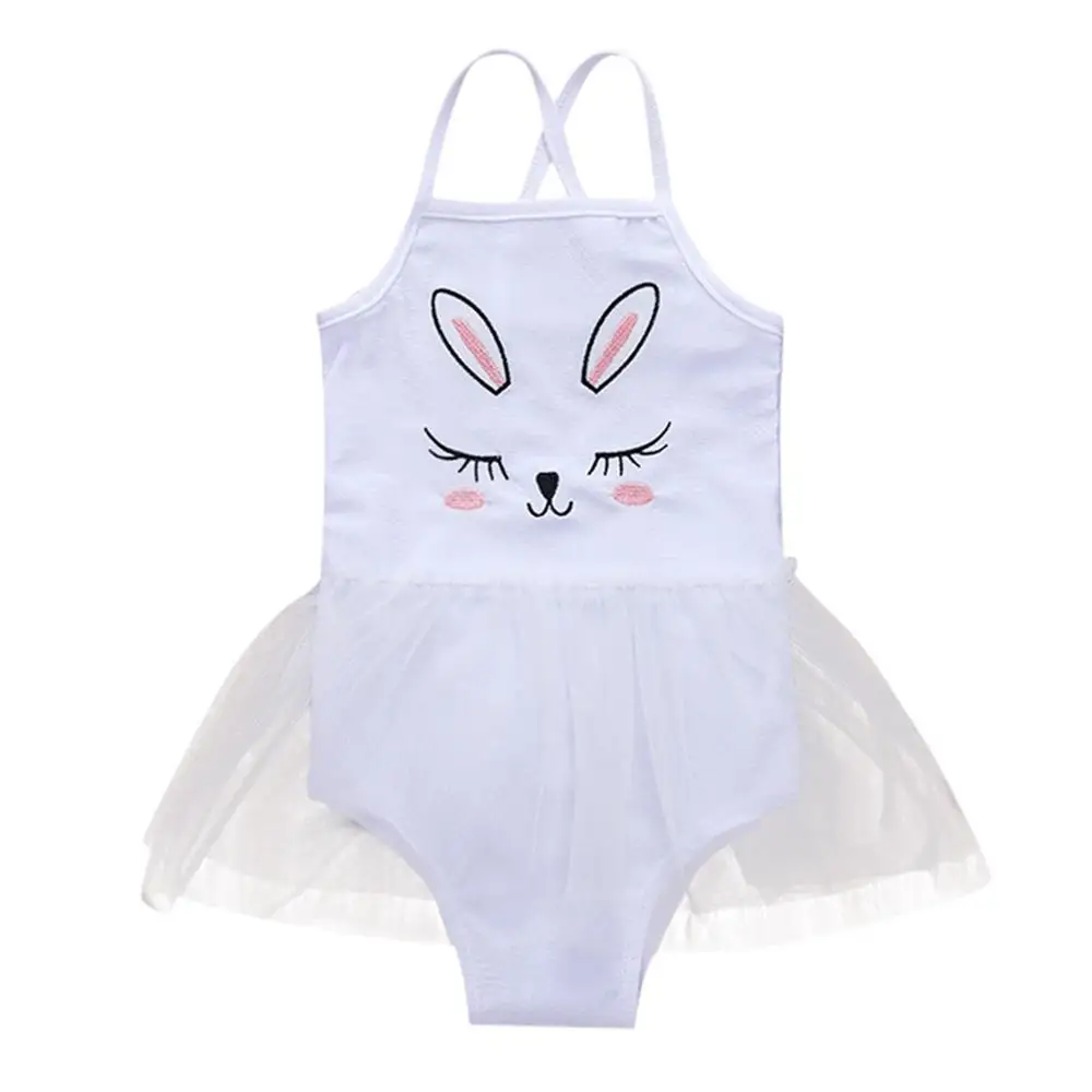 Купальный костюм для маленьких девочек; детский купальник-бикини с вышивкой и рисунком для маленьких девочек; купальный костюм с кроликом на подтяжках; сетчатый Купальник; A1 - Цвет: White 6-12 Months
