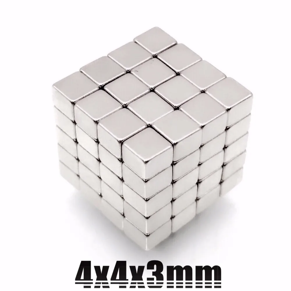 

20/50/100pcs 4x4x3 small size N50 Grade Block Neodymium Magnet 4mm x 4mm x 3mm Super Strong Cuboid Rare Earth Magnets 4*4*3