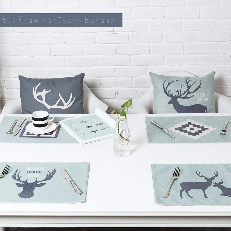 Free Shipping Deer style and tree placemat table mat fabric western pad