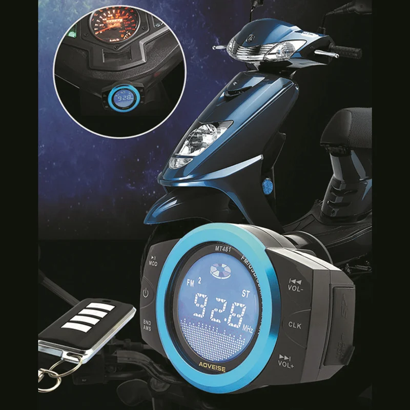 

Motorcycle MT481 MP3 Player Waterproof Audio Radio Sound Music Player Anti-theft Alarm Screen Display Support FM USB