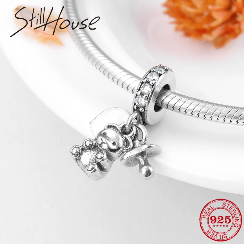 

2018 Fashion 925 Sterling Silver Lovely Baby Nipple Bear Pendants Charms Fit Original Pandora Charm Bracelet Jewelry making