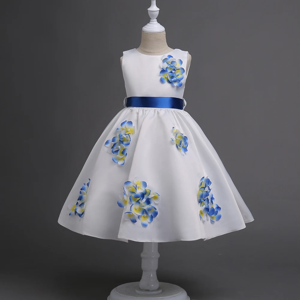 

dress girl wedding girl dress sleeveless baby girl clothes Stage performance Wedding presiding Flower tutu dress