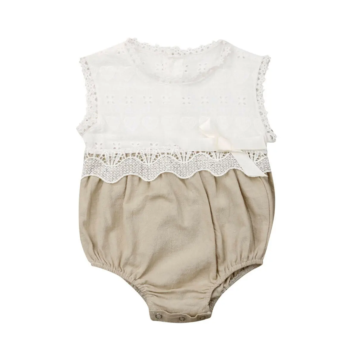 

Cute Newborn Baby Girl Sleeveless Lace Patchwork Loose Princess Girls Romper Jumpsuit Playsuit Outfits Summer Clothes