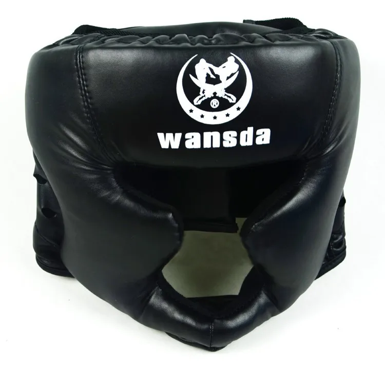 Good black boxing training Sanda protective gear helmet enclosed helmet