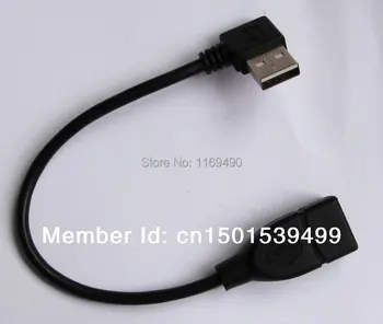 

3 pieces USB 2.0 A Female cord To Male 90 Left Angle Extension Connectors Cable 20cm / 7.8" new,Free shipping