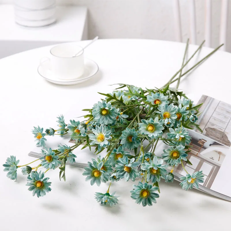 CHENCHENG 5 шт./лот искусственные цветы: ромашки Шелковый Искусственный цветок Хризантема для свадьбы Цветы для дома осень Декор - Цвет: Blue