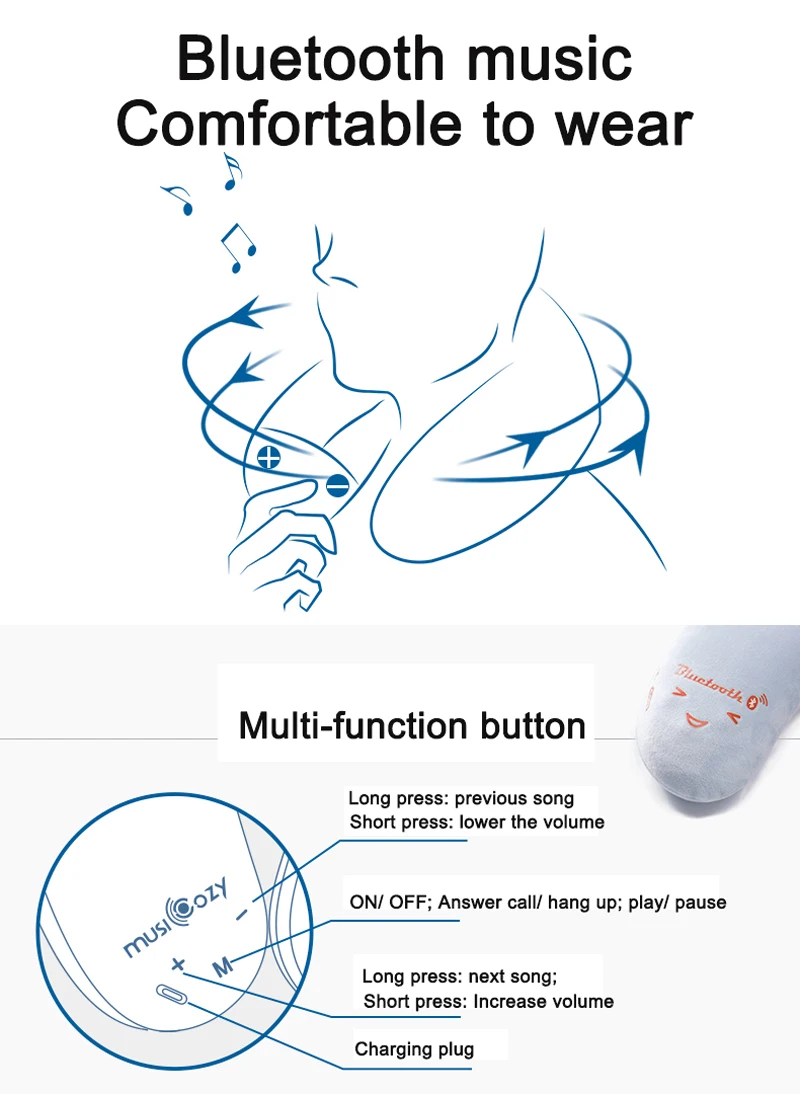 Музыкальная подушка Bluetooth беспроводные наушники гарнитура наушники комфортный Массаж Подушка для путешествий шеи с ремень для подголовника u-образная пена