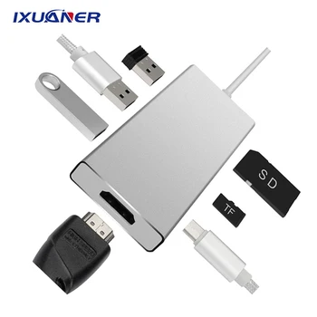 

USB Hub Type C To HDMI USB3.0 RJ45 PD Power SD TF Card Reader Adapter for MacBook Samsung Dex S8/S9 Huawei P20 Pro Usb C Adapter