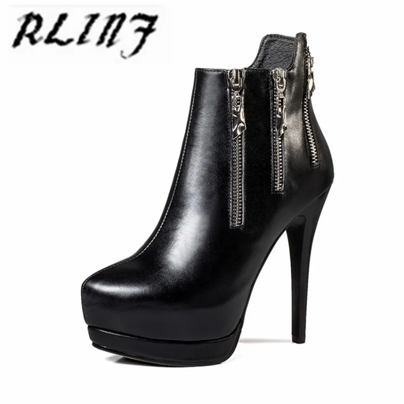 Déteste Stiletto Martin Bottes Cuir rouge Haute Noir Talon Étanche Plate Bottines Rlinf En forme Super qSYYH0