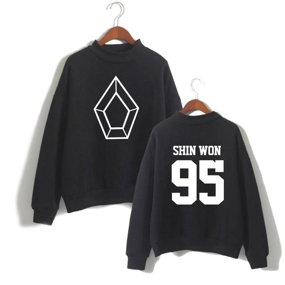 

New 2019 Kpops clothes PENTAGON Album Five Senses 2D Print Women/Men Clothes Turtlenecks Long Sleeve High collar sweatshirt 4XL
