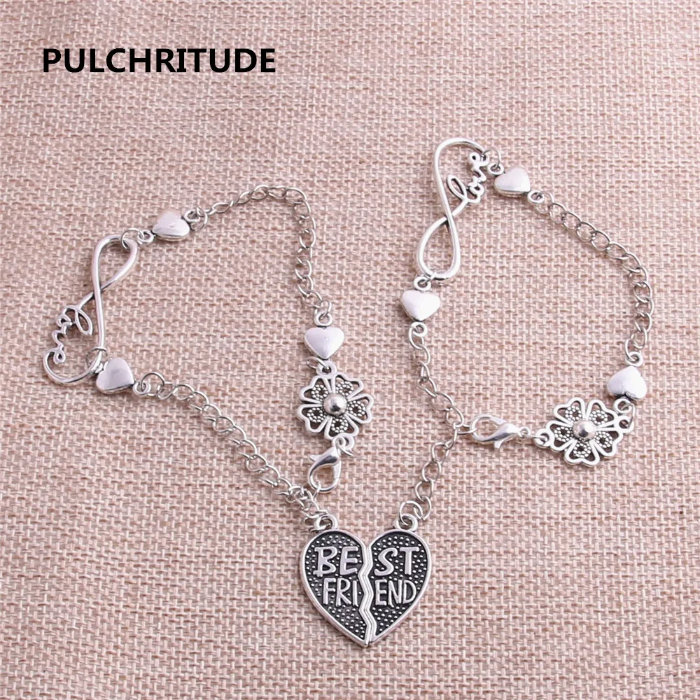 PULCHRITUDE 1 комплект 22 см сплав античная серебряная цепочка браслет лучший друг