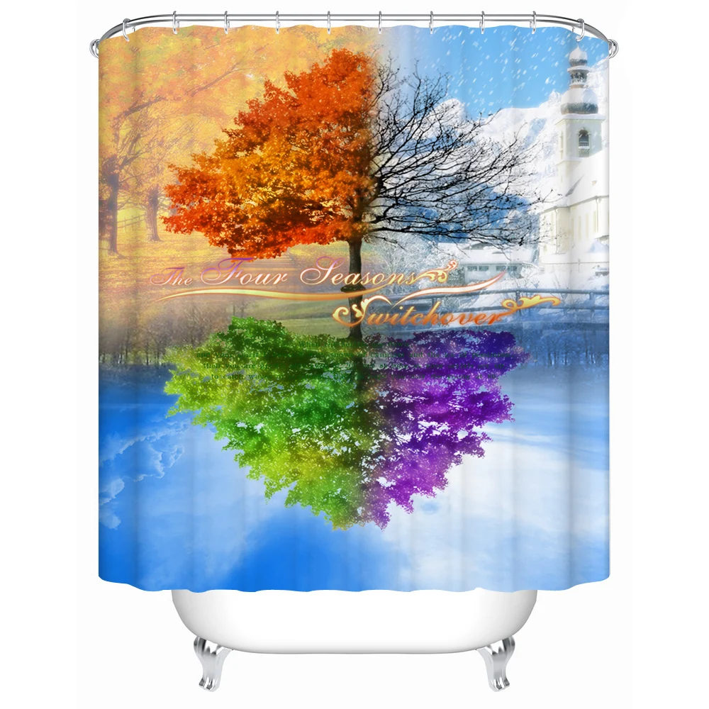 

Shower Curtain Fabric Waterproof Shower Curtain Bath Home Bathroom Shower Curtain Waterproof Screen Landscape Accessories